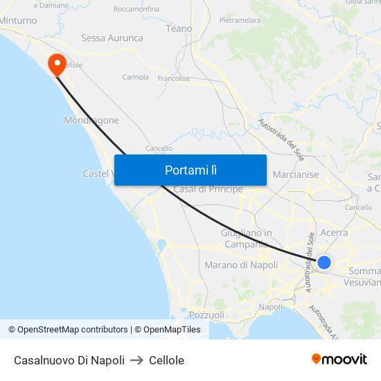 Casalnuovo Di Napoli to Cellole map