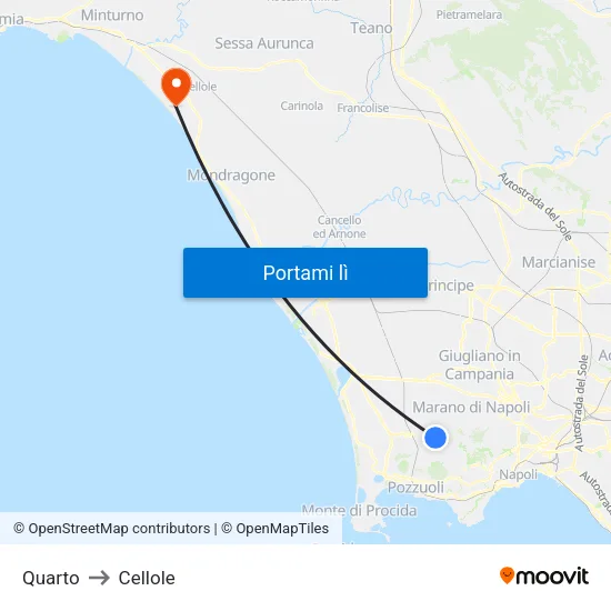 Quarto to Cellole map