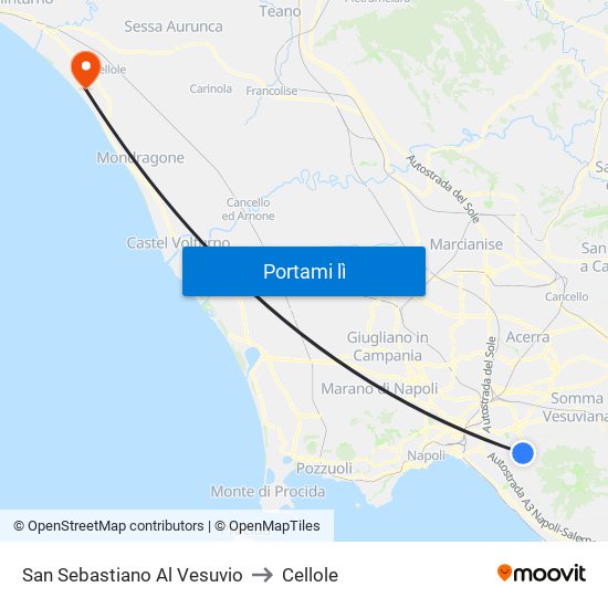 San Sebastiano Al Vesuvio to Cellole map