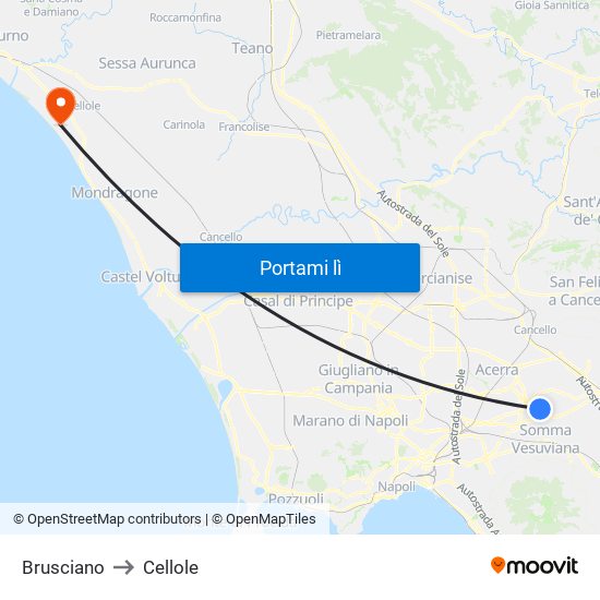 Brusciano to Cellole map