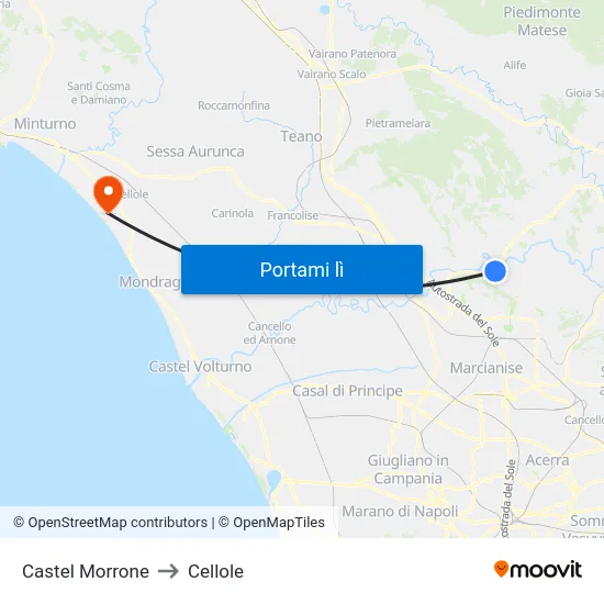 Castel Morrone to Cellole map