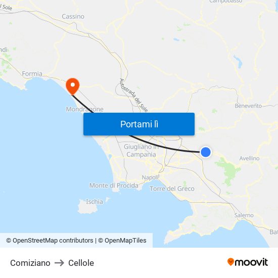 Comiziano to Cellole map