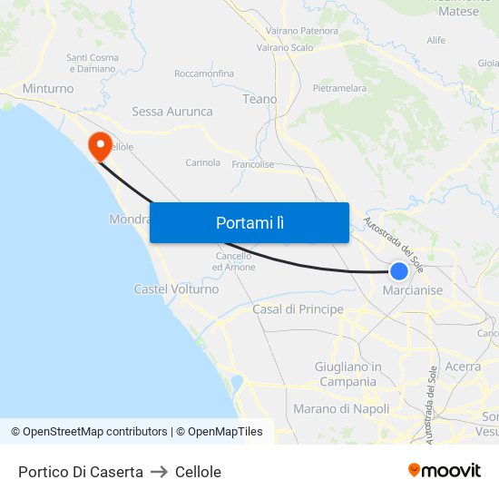 Portico Di Caserta to Cellole map