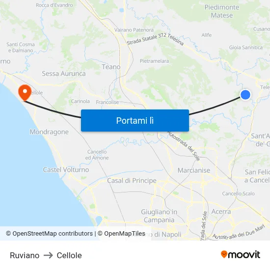 Ruviano to Cellole map