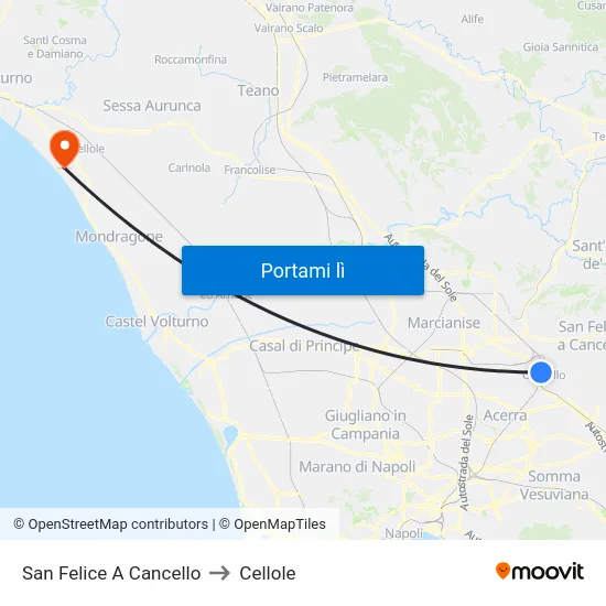 San Felice A Cancello to Cellole map