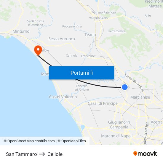 San Tammaro to Cellole map