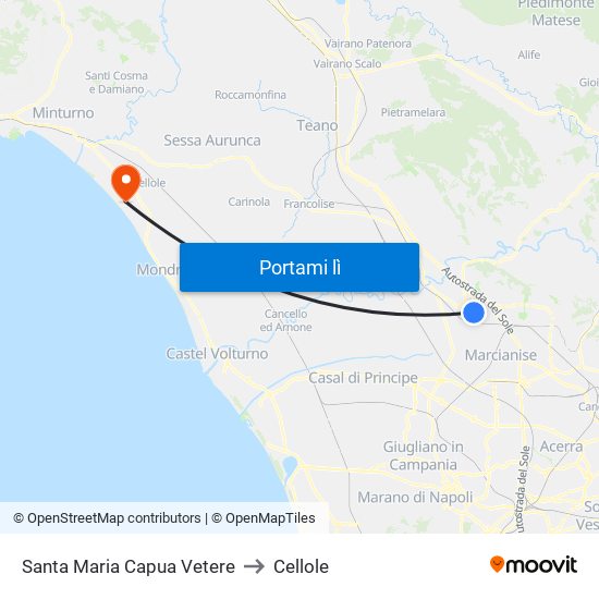 Santa Maria Capua Vetere to Cellole map
