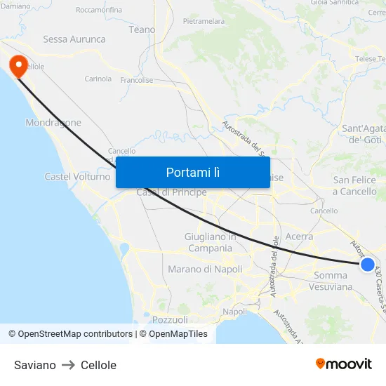 Saviano to Cellole map