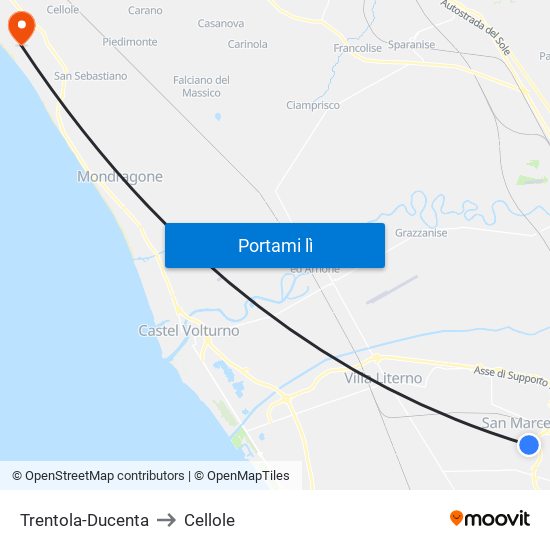 Trentola-Ducenta to Cellole map