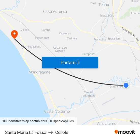 Santa Maria La Fossa to Cellole map
