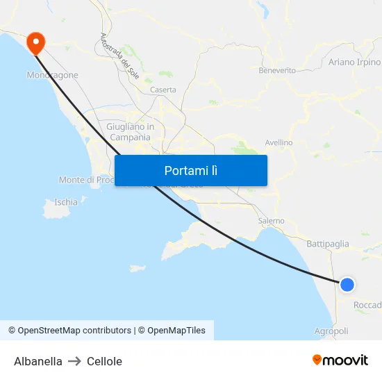 Albanella to Cellole map