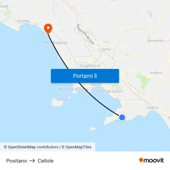 Positano to Cellole map