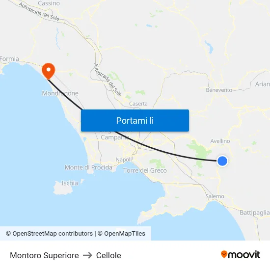 Montoro Superiore to Cellole map