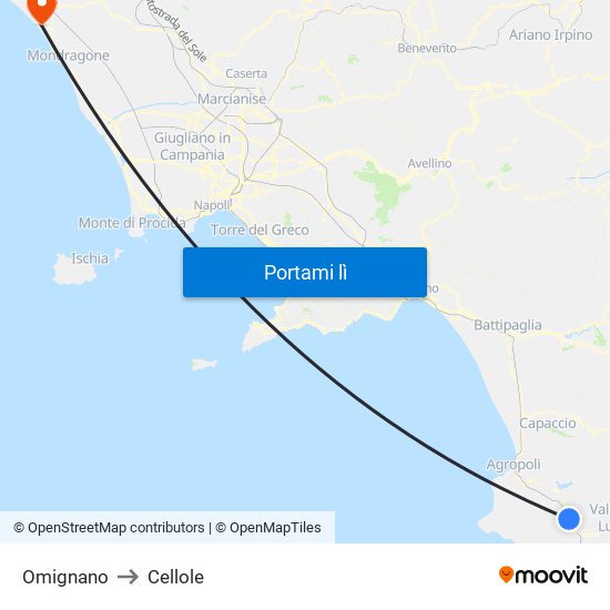 Omignano to Cellole map