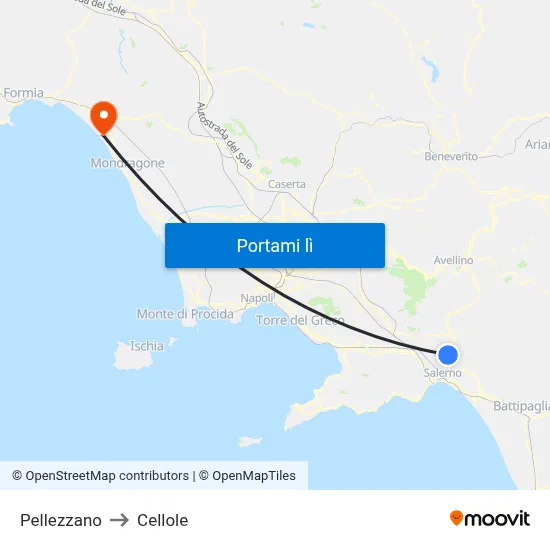 Pellezzano to Cellole map