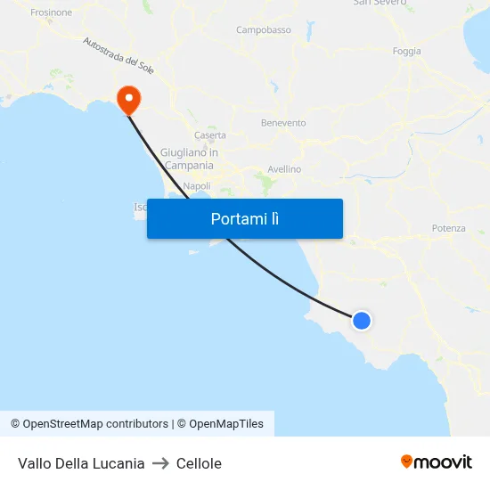Vallo Della Lucania to Cellole map