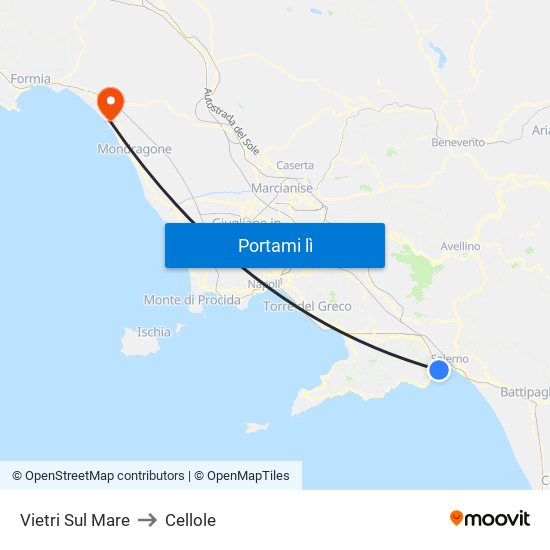 Vietri Sul Mare to Cellole map