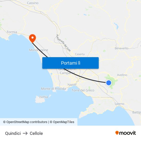Quindici to Cellole map