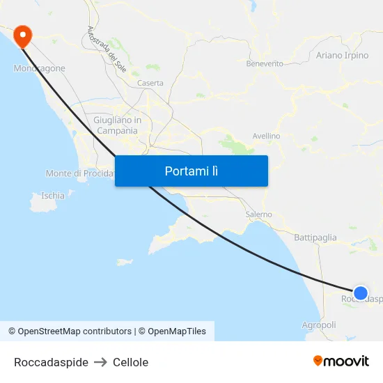 Roccadaspide to Cellole map