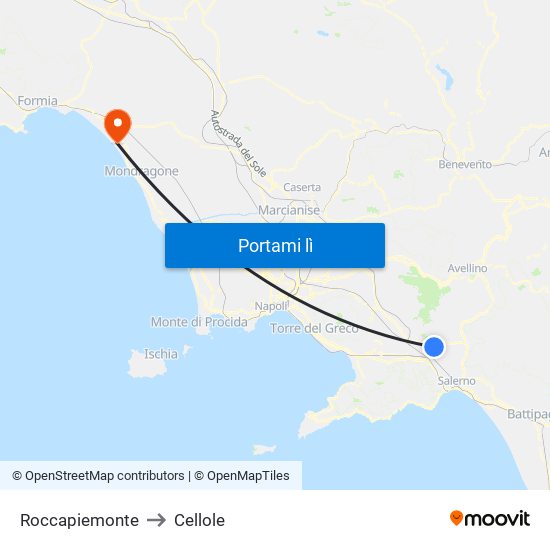 Roccapiemonte to Cellole map