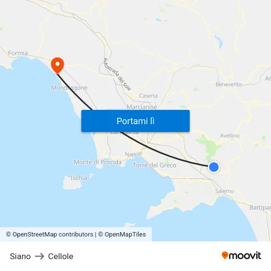 Siano to Cellole map