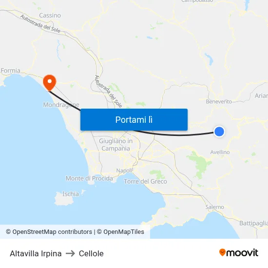 Altavilla Irpina to Cellole map