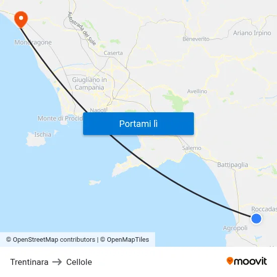 Trentinara to Cellole map