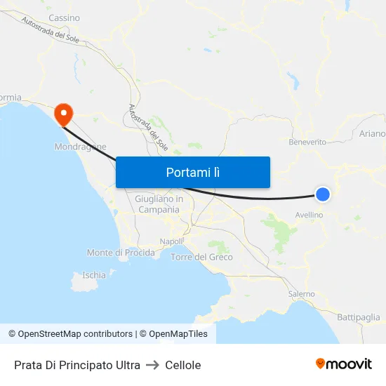 Prata Di Principato Ultra to Cellole map