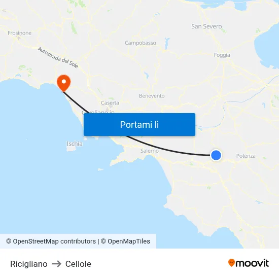 Ricigliano to Cellole map