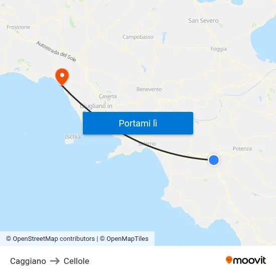 Caggiano to Cellole map
