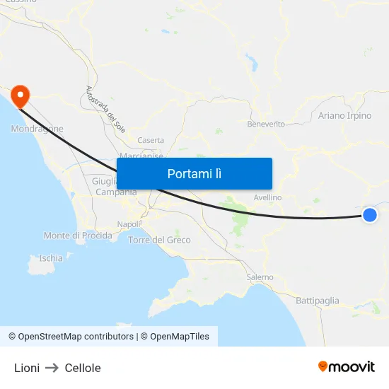 Lioni to Cellole map