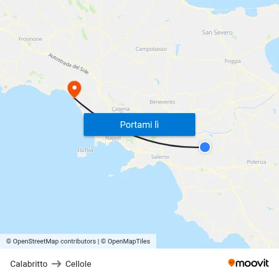 Calabritto to Cellole map