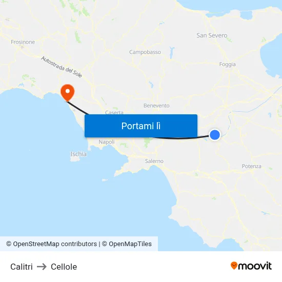 Calitri to Cellole map