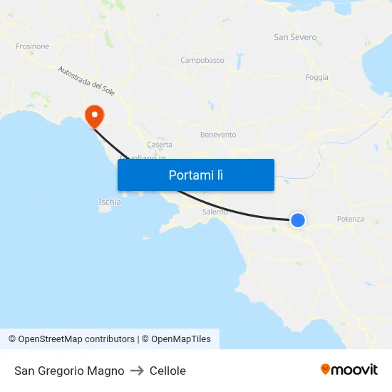 San Gregorio Magno to Cellole map