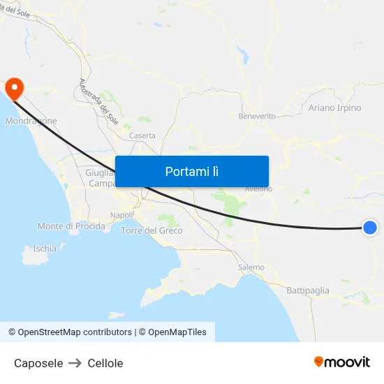 Caposele to Cellole map