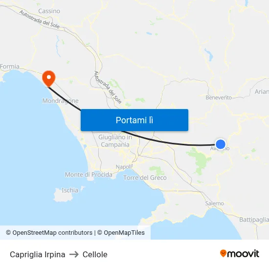 Capriglia Irpina to Cellole map