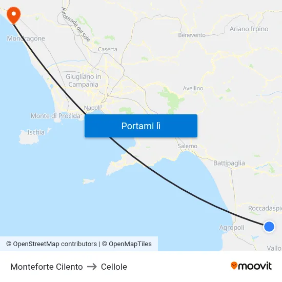 Monteforte Cilento to Cellole map