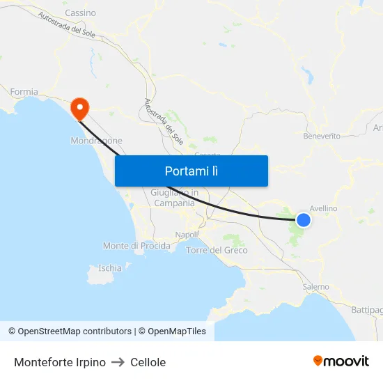 Monteforte Irpino to Cellole map