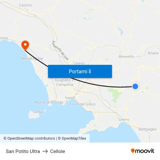 San Potito Ultra to Cellole map