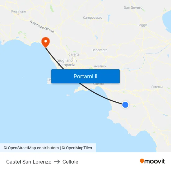 Castel San Lorenzo to Cellole map