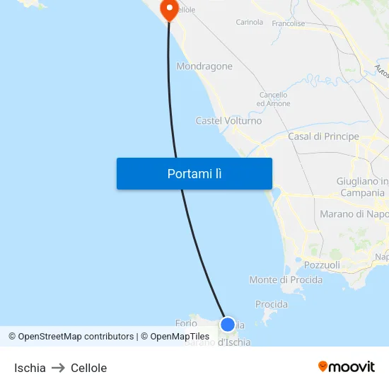 Ischia to Cellole map