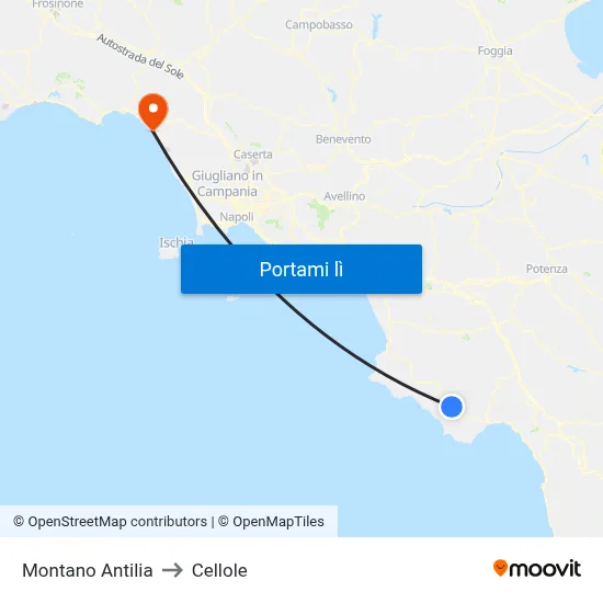 Montano Antilia to Cellole map
