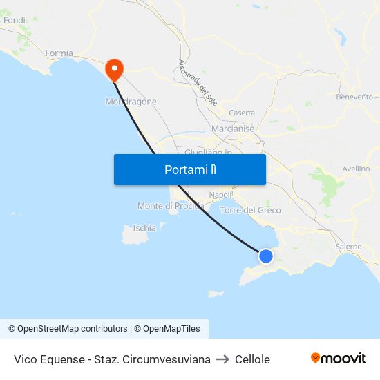 Vico Equense - Staz. Circumvesuviana to Cellole map