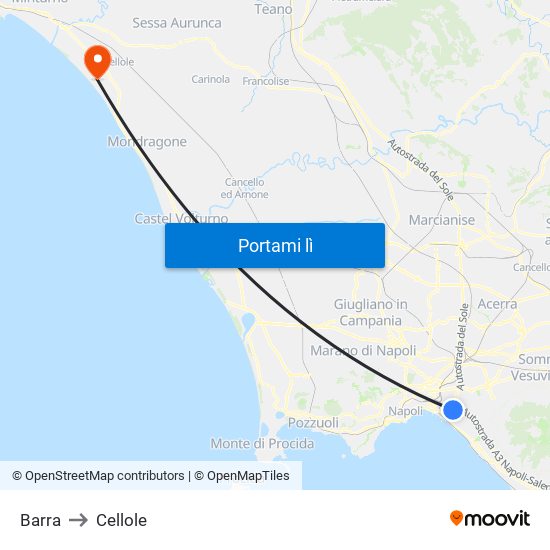 Barra to Cellole map