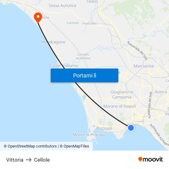 Vittoria to Cellole map