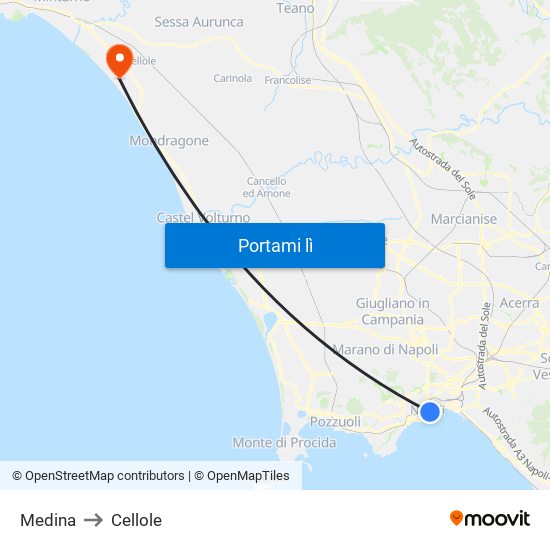 Medina to Cellole map