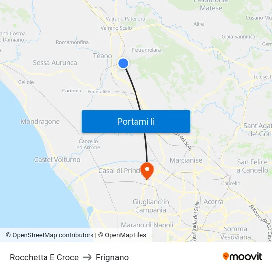 Rocchetta E Croce to Frignano map