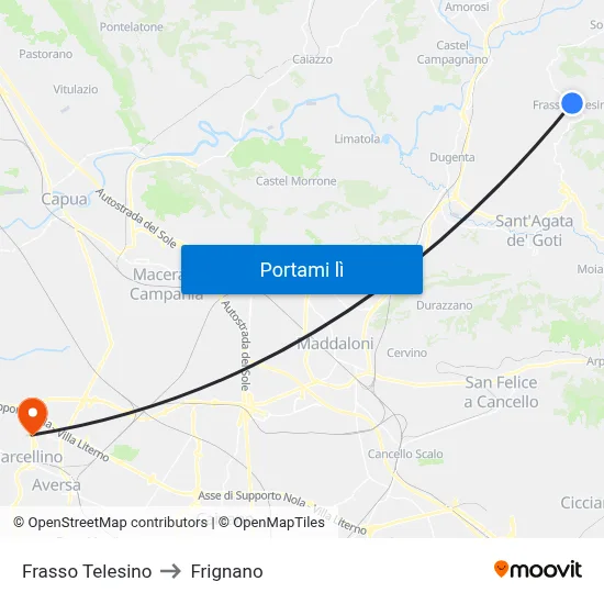 Frasso Telesino to Frignano map