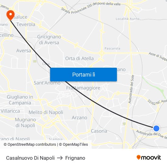 Casalnuovo Di Napoli to Frignano map