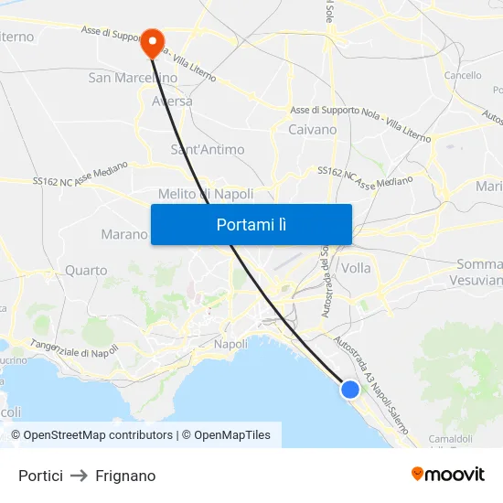 Portici to Frignano map
